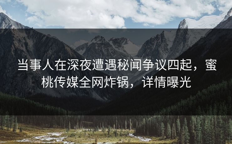 当事人在深夜遭遇秘闻争议四起,蜜桃传媒全网炸锅,详情曝光 当事人在深夜遭遇秘闻争议四起,蜜桃传媒全网炸锅,详情曝光