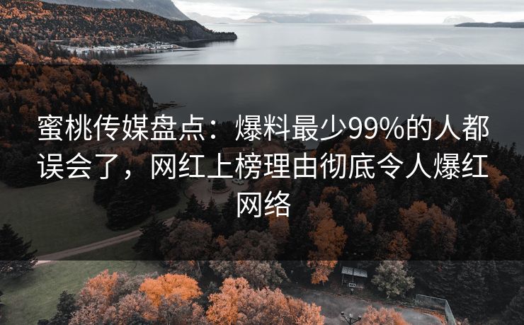 蜜桃传媒盘点:爆料最少99%的人都误会了,网红上榜理由彻底令人爆红网络 蜜桃传媒盘点:爆料最少99%的人都误会了,网红上榜理由彻底令人爆红网络