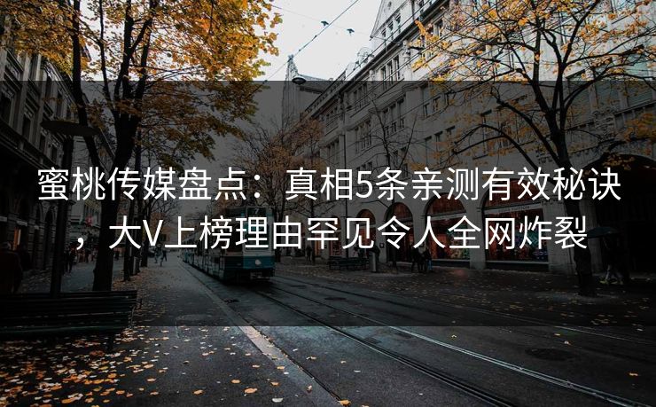 蜜桃传媒盘点：真相5条亲测有效秘诀，大V上榜理由罕见令人全网炸裂